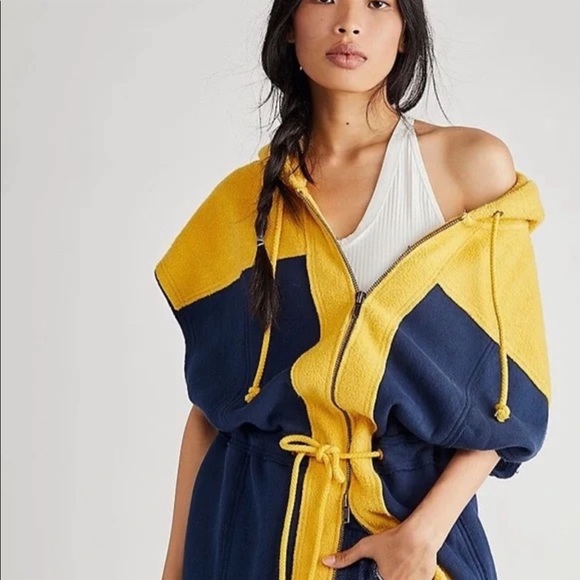 NWOT Free People Cool Cool Fleece Hoodie Sweatshirt Maxi Shirt Vest Dress Z244-0 - Picture 5 of 8